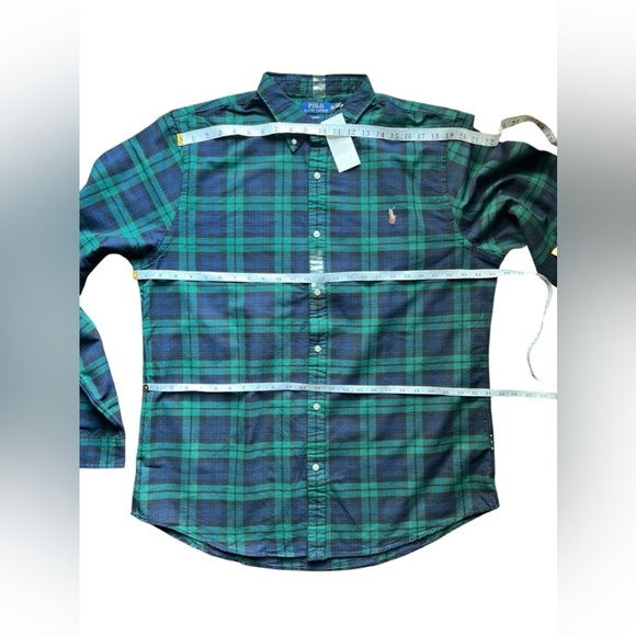 Polo Ralph Lauren Plaid Flannel Button Shirt Mens Slim Fit Navy Green Size XXL - Picture 4 of 11